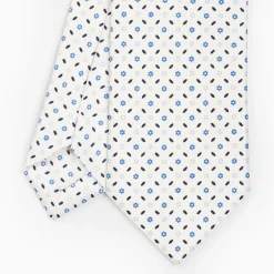 White Sartorial 7 Cm Silk Tie - Small Flower Pattern