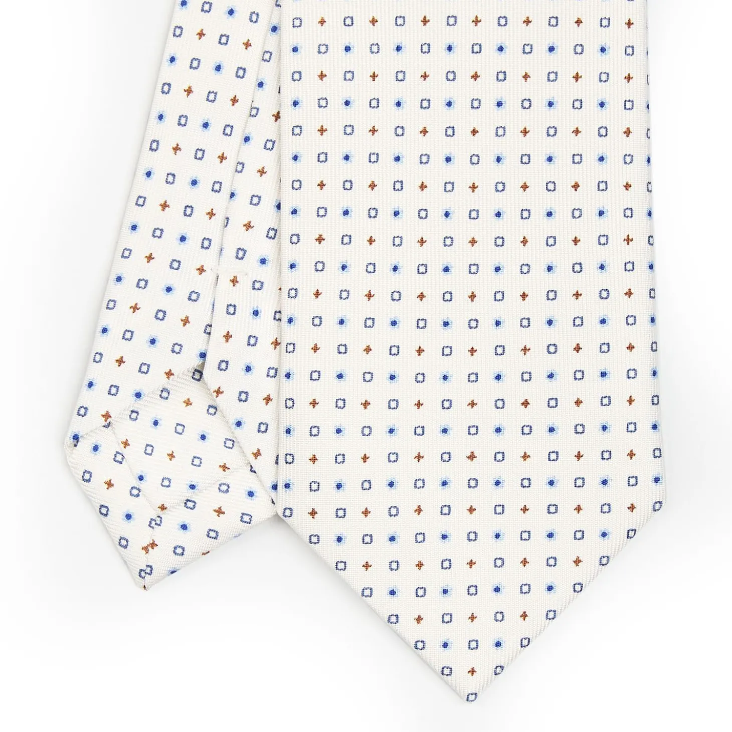 White Sartorial 7 Cm Silk Tie - Small Flower Pattern