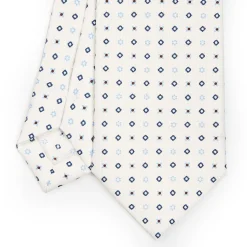White Sartorial 7 Cm Silk Tie - Small Flower Pattern