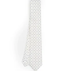 White Sartorial 7 Cm Silk Tie - Small Flower Pattern