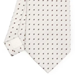 White Sartorial Jacquard Silk Tie - Small Flower Designs