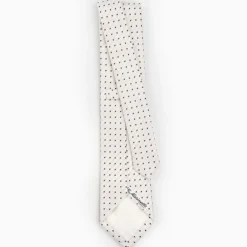 White Sartorial Jacquard Silk Tie - Small Flower Designs