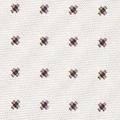 White Sartorial Jacquard Silk Tie - Small Flower Designs