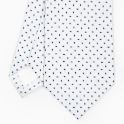 White Sartorial Jacquard Silk Tie - Small Geometric Pattern