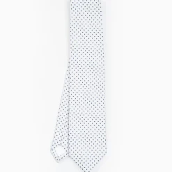 White Sartorial Jacquard Silk Tie - Small Geometric Pattern