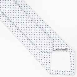 White Sartorial Jacquard Silk Tie - Small Geometric Pattern