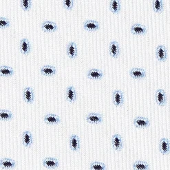 White Sartorial Jacquard Silk Tie - Small Geometric Pattern
