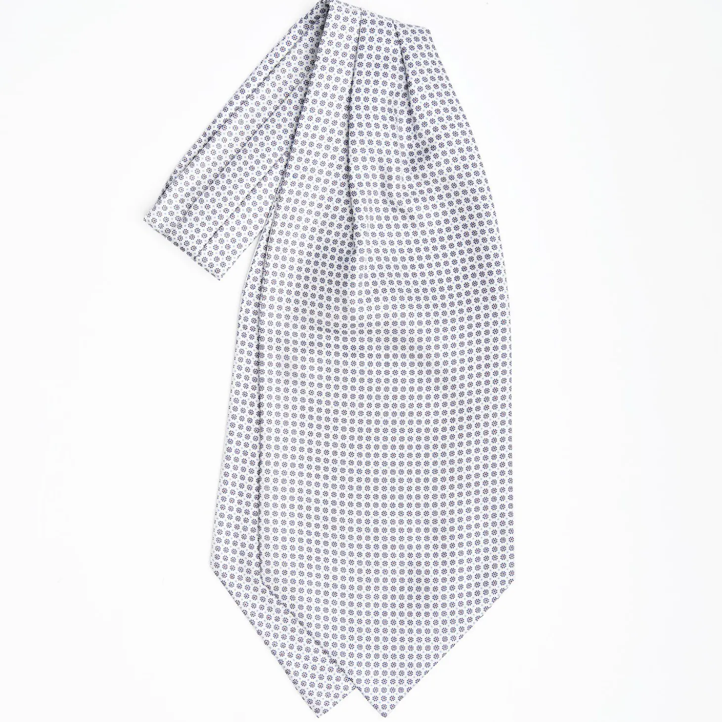 White Silk Ascot Tie - Small Flower Designs