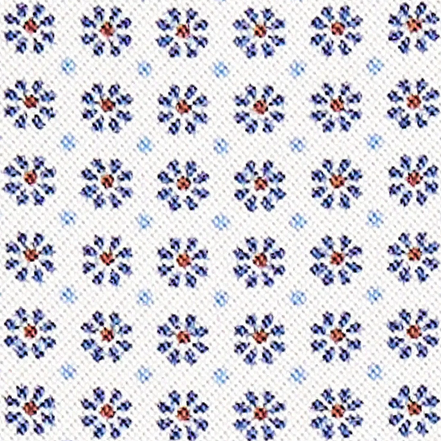 White Silk Ascot Tie - Small Flower Designs