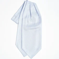 White Silk Ascot Tie Small Geometric Designs