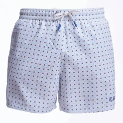 White Swim Short - Small Flower Pattern