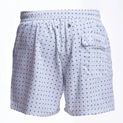 White Swim Short - Small Flower Pattern
