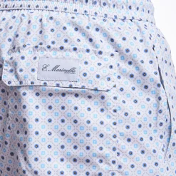 White Swim Short - Small Flower Pattern