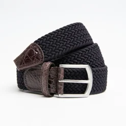 Woven Stretch Belt With Alligator Trims