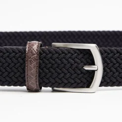 Woven Stretch Belt With Alligator Trims