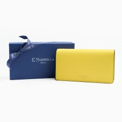 Yellow Big Wallet In Soft Leather