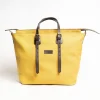Yellow Canvas Weekend Bag With Leather Trim