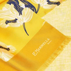 Yellow Double Silk Scarf - Floral Pattern