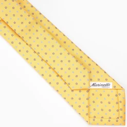 Yellow Extra Long Sartorial Silk Tie Small Flower Pattern