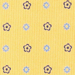 Yellow Extra Long Sartorial Silk Tie Small Flower Pattern