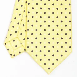 Yellow Extra Long Sartorial Silk Tie Small Flower Pattern