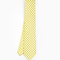 Yellow Extra Long Sartorial Silk Tie Small Flower Pattern