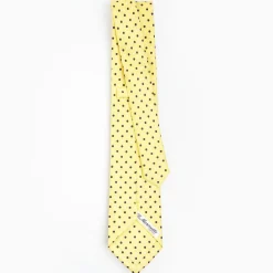 Yellow Extra Long Sartorial Silk Tie Small Flower Pattern