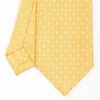 Yellow Extra Long Silk Tie - Small Flower Pattern