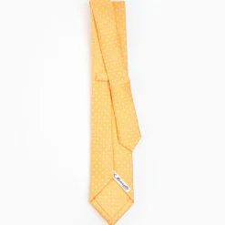 Yellow Extra Long Silk Tie - Small Flower Pattern