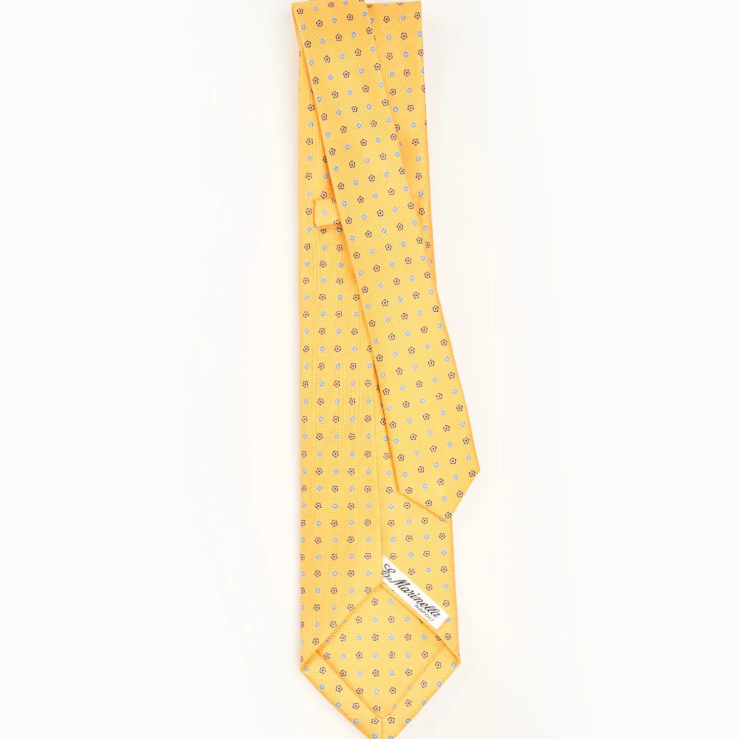 Yellow 9 Fold Sartorial Silk Tie Small Flower Pattern