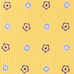 Yellow 9 Fold Sartorial Silk Tie Small Flower Pattern