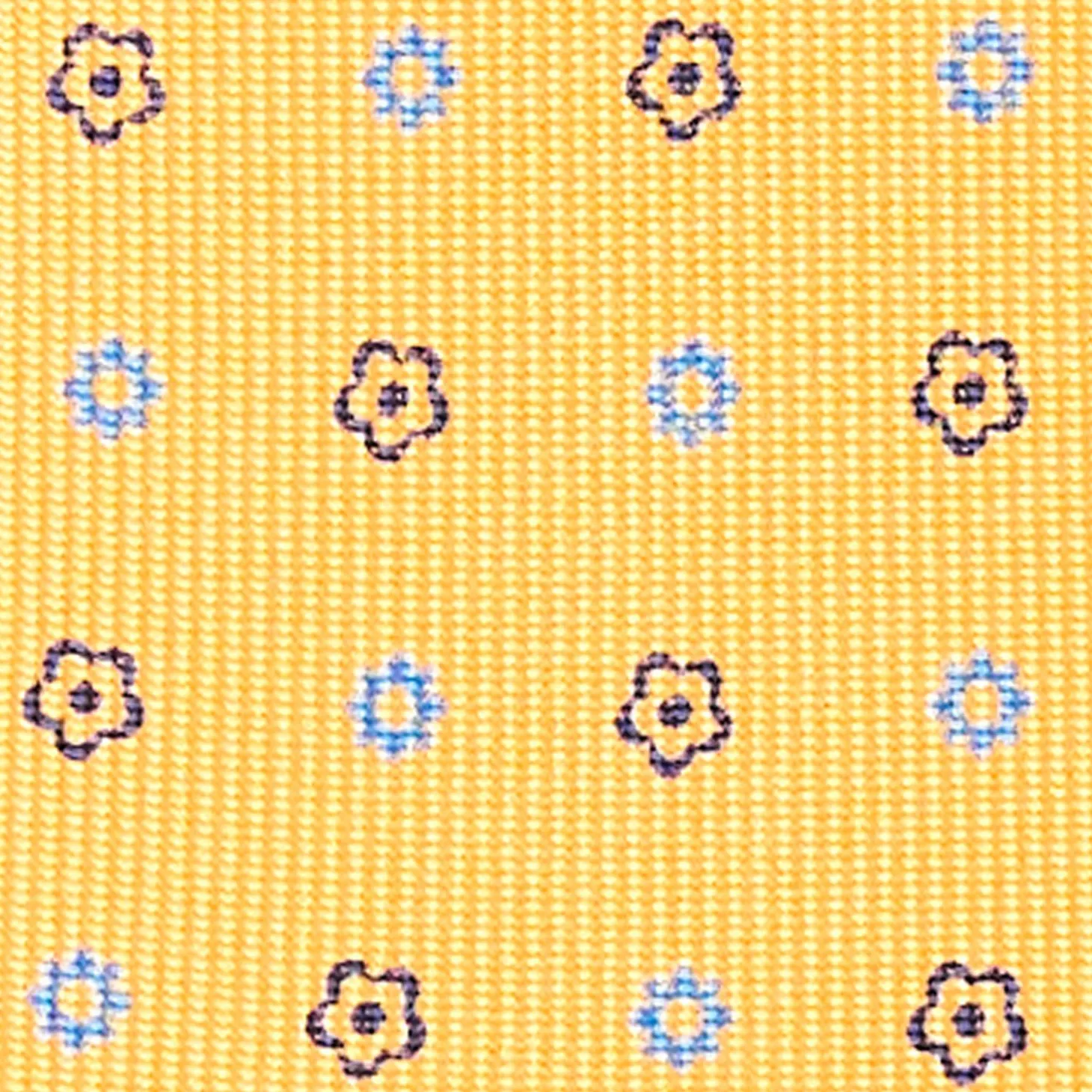 Yellow 9 Fold Sartorial Silk Tie Small Flower Pattern