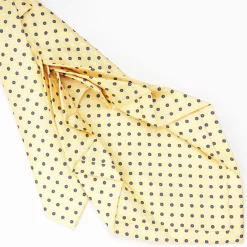 Yellow 9 Fold Sartorial Silk Tie Small Flower Pattern