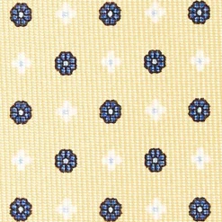 Yellow 9 Fold Sartorial Silk Tie Small Flower Pattern