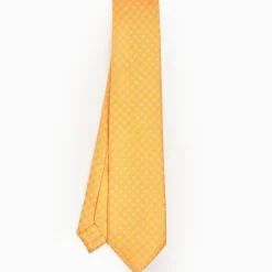 Yellow 9 Fold Sartorial Silk Tie Small Flower Pattern