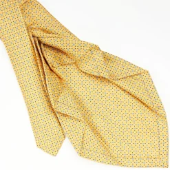 Yellow 7 Fold Sartorial Silk Tie - Small Flower Pattern