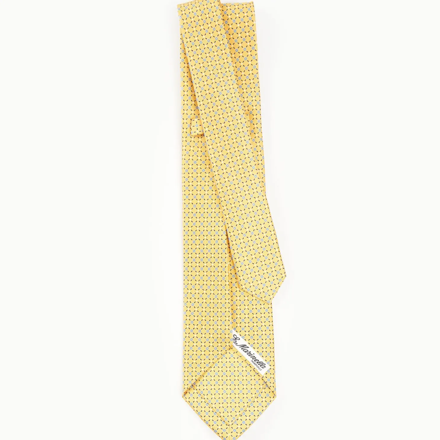 Yellow 7 Fold Sartorial Silk Tie - Small Flower Pattern