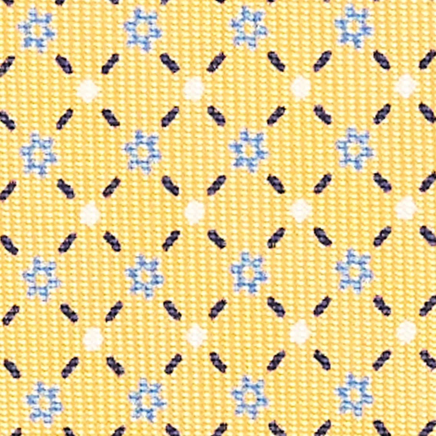 Yellow 7 Fold Sartorial Silk Tie - Small Flower Pattern