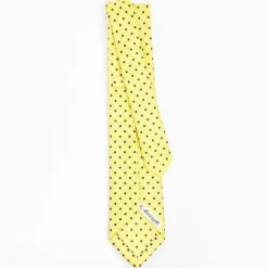 Yellow 7 Fold Sartorial Silk Tie - Small Flower Pattern