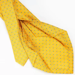 Yellow 5 Fold Sartorial Silk Tie - Small Flower Pattern