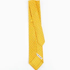 Yellow 7 Fold Sartorial Silk Tie - Small Flower Pattern