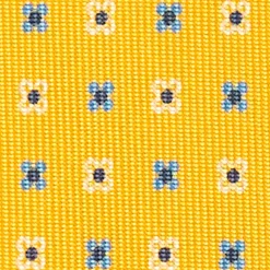 Yellow 7 Fold Sartorial Silk Tie - Small Flower Pattern