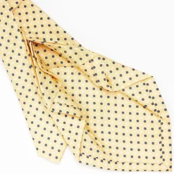 Yellow 7 Fold Sartorial Silk Tie - Small Flower Pattern