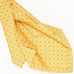 Yellow 5 Fold Sartorial Silk Tie - Small Flower Pattern