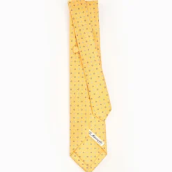 Yellow 5 Fold Sartorial Silk Tie - Small Flower Pattern