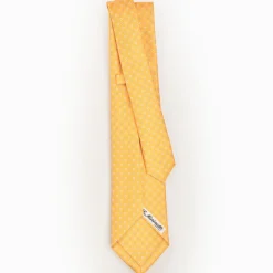 Yellow 5 Fold Sartorial Silk Tie - Small Flower Pattern