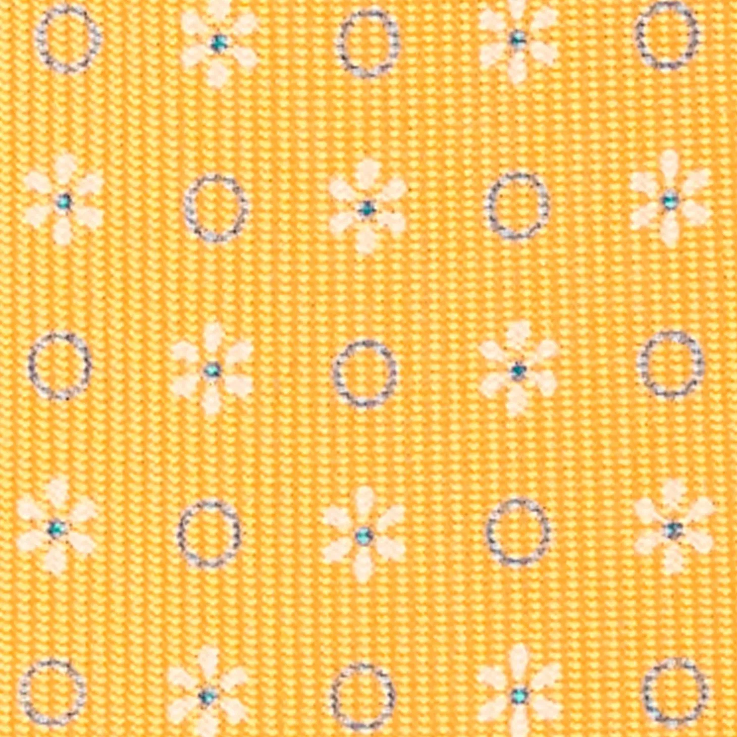Yellow 5 Fold Sartorial Silk Tie - Small Flower Pattern