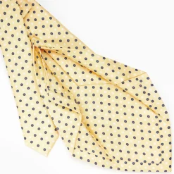 Yellow 5 Fold Sartorial Silk Tie - Small Flower Pattern