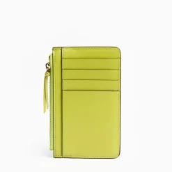 Yellow Leather Zip Credit Card Holder