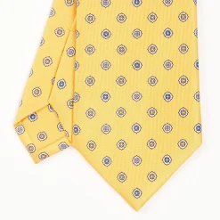Yellow Sartorial Classic Silk Tie - Large Flower Pattern